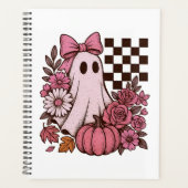 Retro Pink Coquette Ghost Girl with Bow Halloween プランナー手帳 (正面)