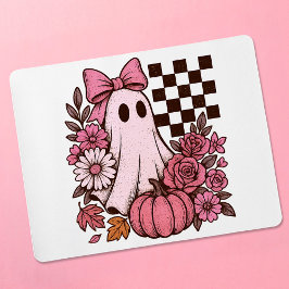 Retro Pink Coquette Ghost Girl with Bow Halloween マウスパッド