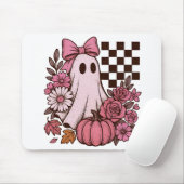Retro Pink Coquette Ghost Girl with Bow Halloween マウスパッド (マウス)