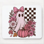 Retro Pink Coquette Ghost Girl with Bow Halloween マウスパッド (正面)