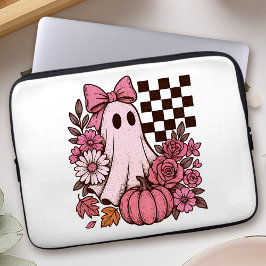 Retro Pink Coquette Ghost Girl with Bow Halloween ラップトップスリーブ