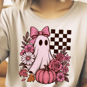 Retro Pink Coquette Ghost Girl with Bow Halloween Tシャツ