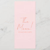 Retro Pink Coral Hand Written Pastel Wedding Menu メニュー (裏面)