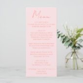Retro Pink Coral Hand Written Pastel Wedding Menu メニュー (スタンド正面)