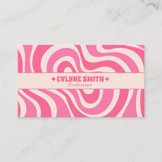 Retro Pink Cream QR Code 70s Boho Groovy Girly 名刺 (正面)