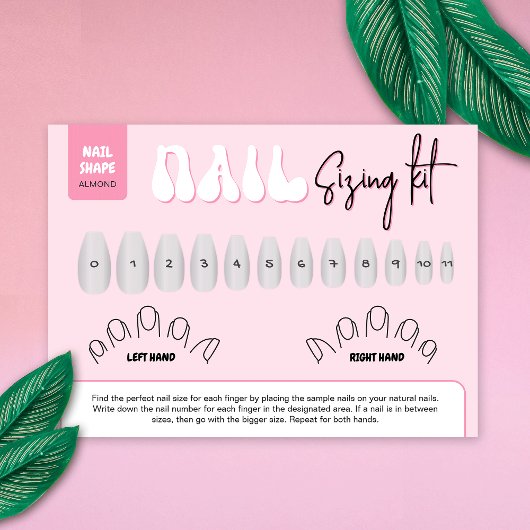 Retro Pink Faux Nails Sizing Kit Display Card