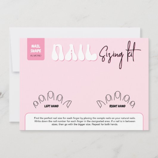 Retro Pink Faux Nails Sizing Kit Display Card (正面)