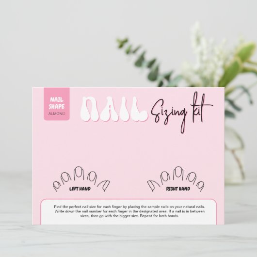 Retro Pink Faux Nails Sizing Kit Display Card (スタンド正面)