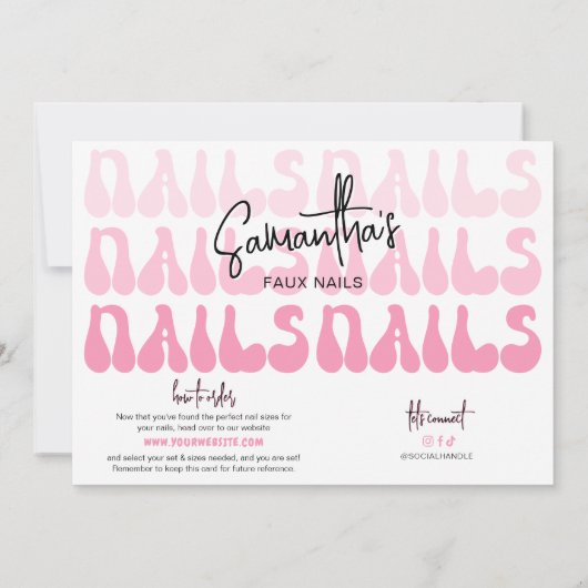 Retro Pink Faux Nails Sizing Kit Display Card (裏面)