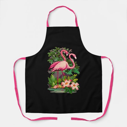 Retro Pink Flamingos Classic エプロン (正面)