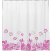Retro Pink Floral Boho Shower Curtain シャワーカーテン (正面)