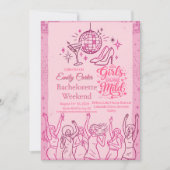 Retro Pink Girls Gone Mild Bachelorette Weekend  招待状 (正面)