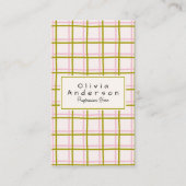 Retro Pink Green Checkered Stripes Trendy Boho  名刺 (正面)