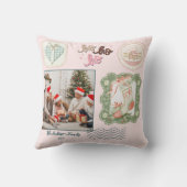 Retro Pink Green Christmas クッション (裏面)