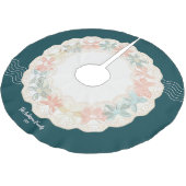 Retro Pink Green Christmas ブラッシュドポリエステルツリースカート (アングル)