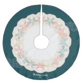 Retro Pink Green Christmas ブラッシュドポリエステルツリースカート (正面)