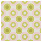 Retro Pink Green Circles Pattern ファブリック (クローズアップ)