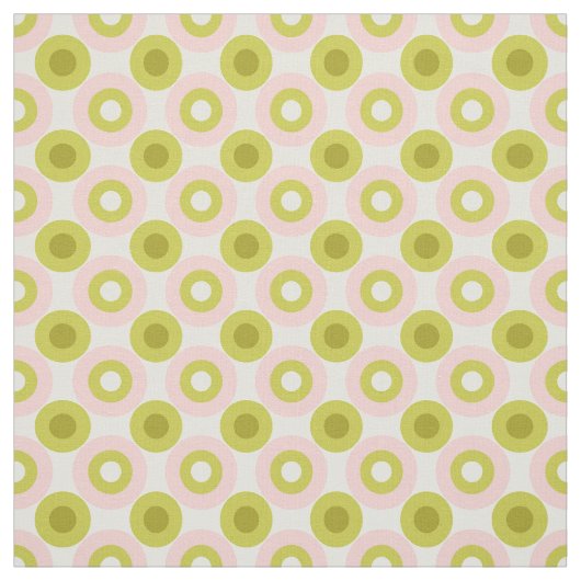 Retro Pink Green Circles Pattern ファブリック (見本)