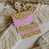 Retro Pink Green Monochrome Boho Groovy Trendy  名刺