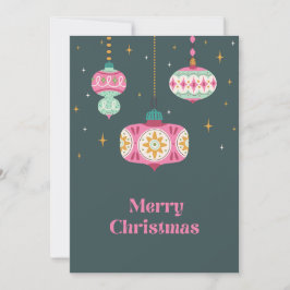 Retro Pink Green Non Photo Christmas Ornament シーズンカード