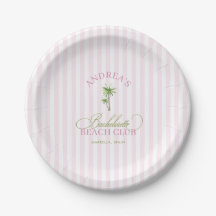 Retro Pink & Green Palm Tree Beach Bachelorette