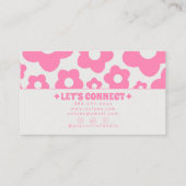 Retro Pink Groovy Floral Boho Girly Unique Trendy 名刺 (裏面)