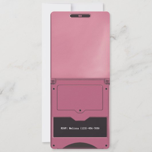 Retro Pink Handheld Gaming Birthday Invitation 招待状 (裏面)