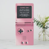 Retro Pink Handheld Gaming Birthday Invitation 招待状 (スタンド正面)