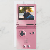 Retro Pink Handheld Gaming II Birthday Invitation 招待状 (正面)