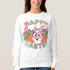 Retro Pink Heart Glasses Easter Bunny Happy Easter スウェットシャツ