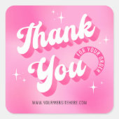 Retro Pink Logo Girly Business Thank You For Order スクエアシール (正面)