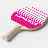 Retro Pink Lollipop Horizon Striping with Name 卓球ラケット (正面アングル)