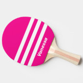 Retro Pink Lollipop Three Across Stripe with Name 卓球ラケット (横)