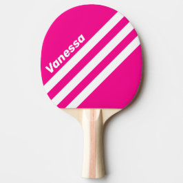 Retro Pink Lollipop Three Angled Stripe with Name 卓球ラケット