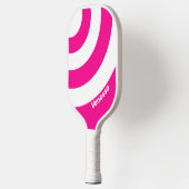 Retro Pink Lollipop Three Circle Stripe with Name ピックルボールラケット (左)