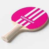 Retro Pink Lollipop Three Pin Stripes with Name 卓球ラケット (正面アングル)