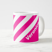 Retro Pink Lollipop Three Stripes with Name ジャンボコーヒーマグカップ (正面右)