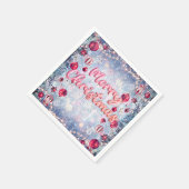 Retro Pink Merry Christmas Winter Wonderland スタンダードカクテルナプキン (角)