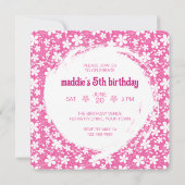 Retro Pink Modern Flower Girly Any Age Birthday 招待状 (裏面)