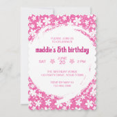 Retro Pink Modern Flower Girly Any Age Birthday 招待状 (裏面)