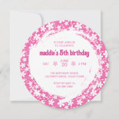 Retro Pink Modern Flower Girly Any Age Birthday 招待状 (裏面)