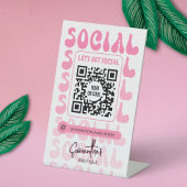 Retro Pink Modern Logo Social Media QR Code 台座サイン