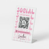 Retro Pink Modern Logo Social Media QR Code 台座サイン (正面)