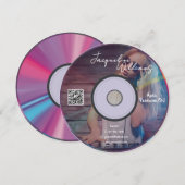 Retro Pink Music Producer CD DJ Business Card 招待状 (正面/裏面)