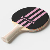 Retro Pink Night Three Pin Stripes with Name 卓球ラケット (正面アングル)