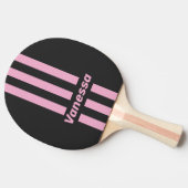 Retro Pink Night Three Pin Stripes with Name 卓球ラケット (横)