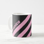 Retro Pink Night Three Stripes with Name コーヒーマグカップ (正面左)