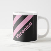 Retro Pink Night Three Stripes with Name ジャンボコーヒーマグカップ (右)