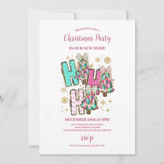 Retro Pink Nutcracker Christmas 招待状 (正面)