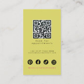 Retro Pink Olive Green Hair Styling Flat Design QR 名刺 (裏面)
